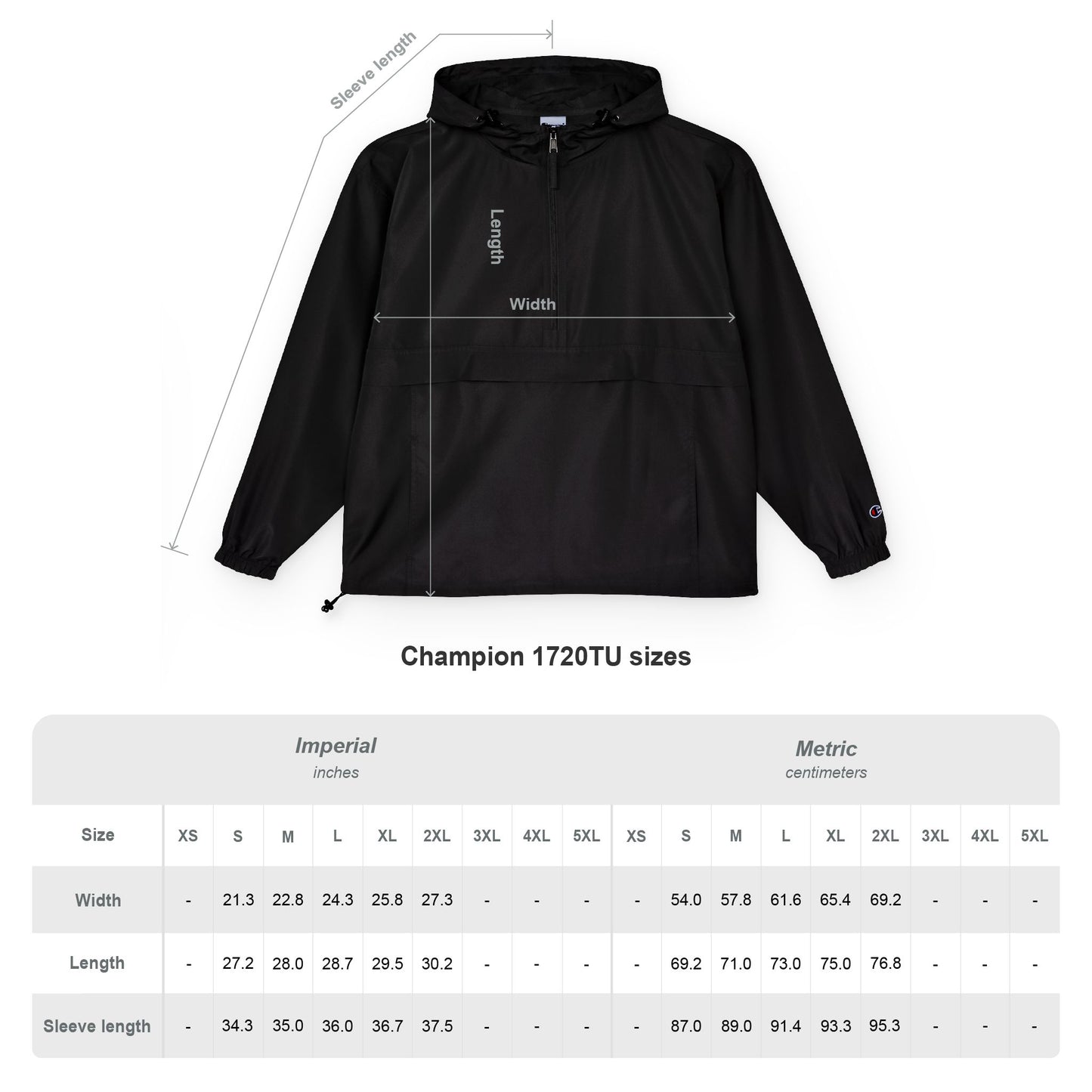 Packable Anorak Jacket — Black Windbreaker with Subtle Chest Logo