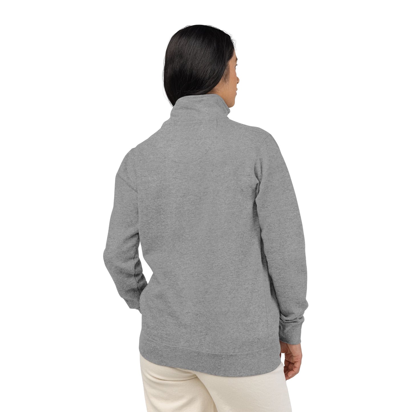 Embroidered Fleece Pullover — Subtle Script Chest Logo, Cozy Quarter-Zip Sweatshirt