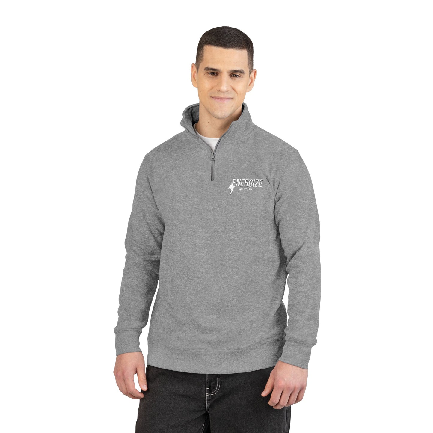 Embroidered Fleece Pullover — Subtle Script Chest Logo, Cozy Quarter-Zip Sweatshirt