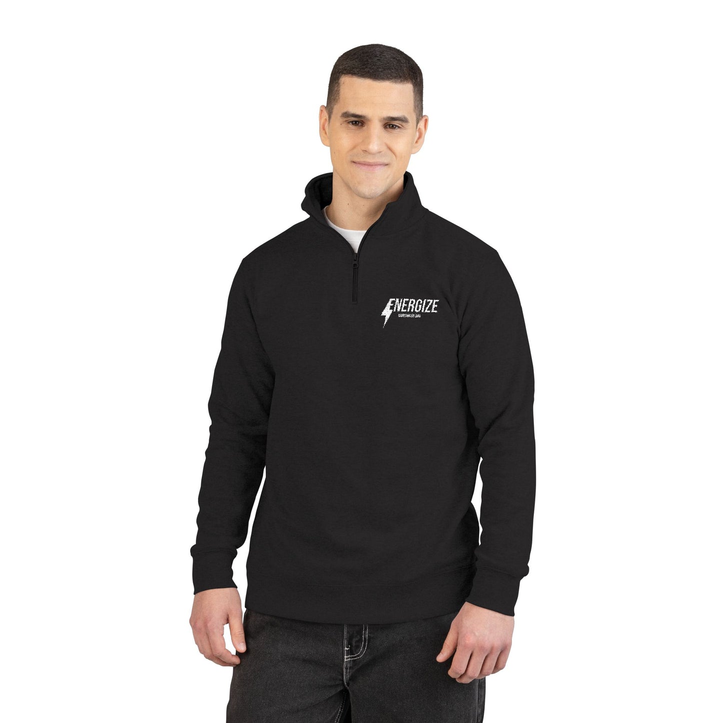 Embroidered Fleece Pullover — Subtle Script Chest Logo, Cozy Quarter-Zip Sweatshirt