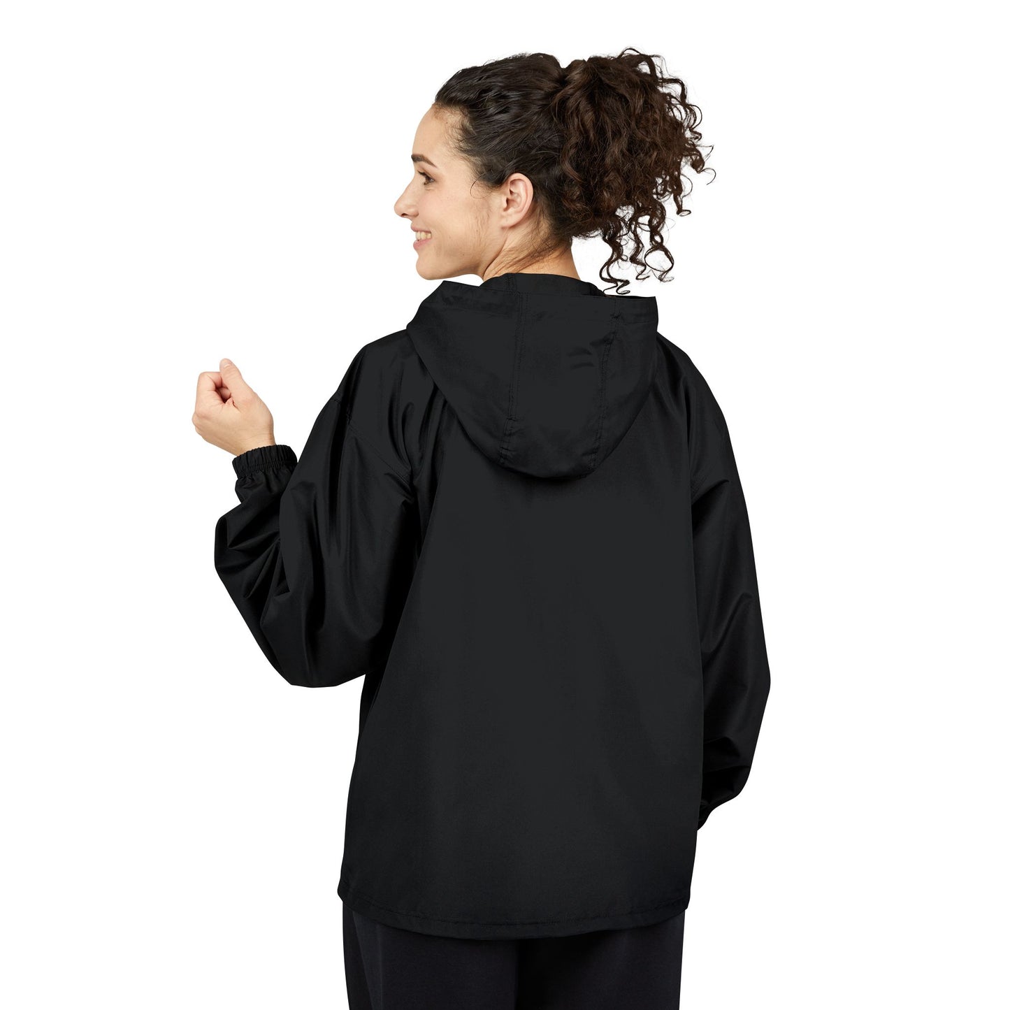 Packable Anorak Jacket — Black Windbreaker with Subtle Chest Logo