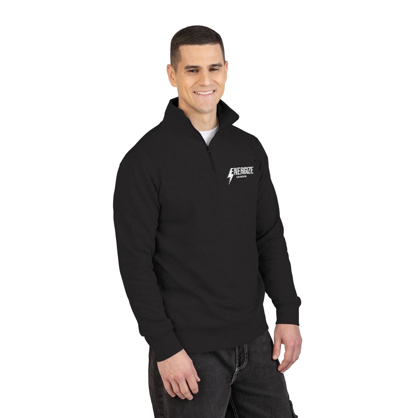 Embroidered Fleece Pullover — Subtle Script Chest Logo, Cozy Quarter-Zip Sweatshirt