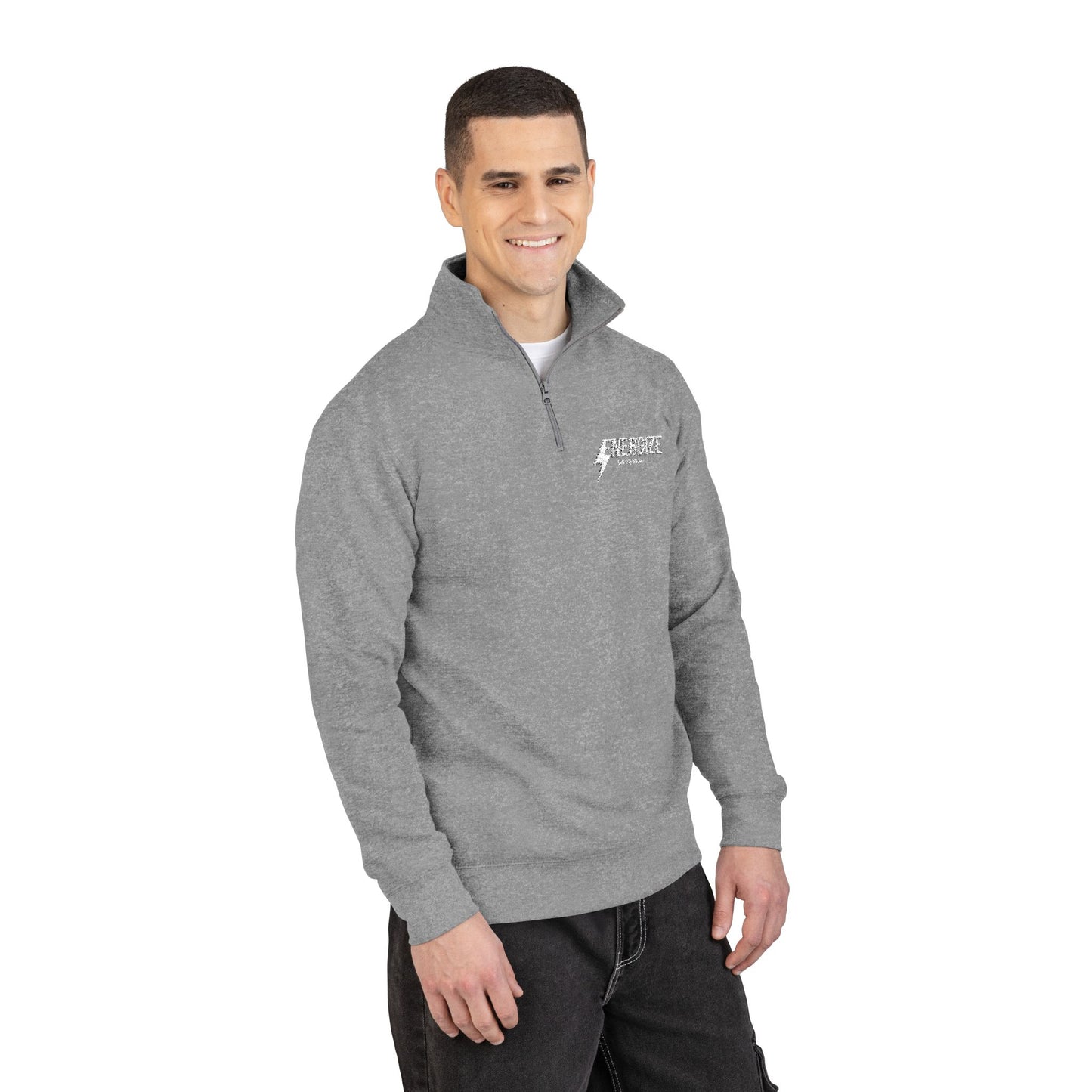 Embroidered Fleece Pullover — Subtle Script Chest Logo, Cozy Quarter-Zip Sweatshirt