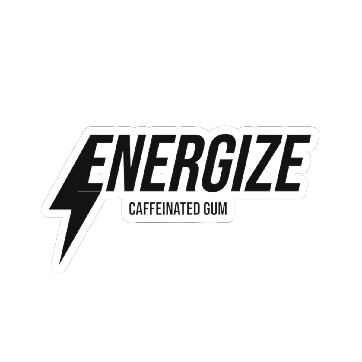 Energize Caffeinated Gum Sticker — Lightning Bolt Kiss-Cut Decal for Laptops & Water Bottles