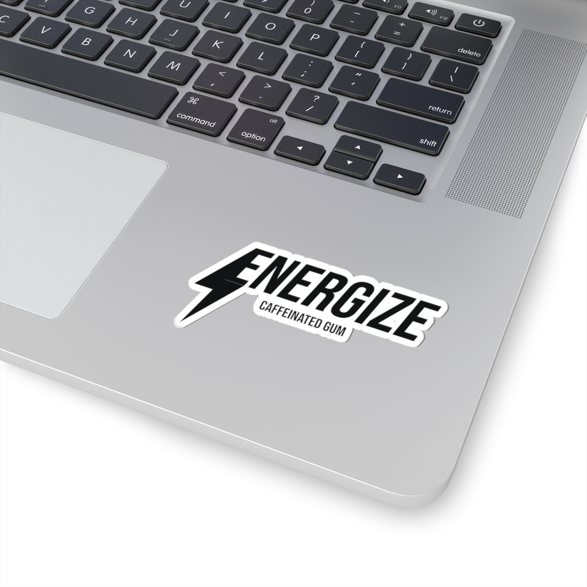 Energize Caffeinated Gum Sticker — Lightning Bolt Kiss-Cut Decal for Laptops & Water Bottles