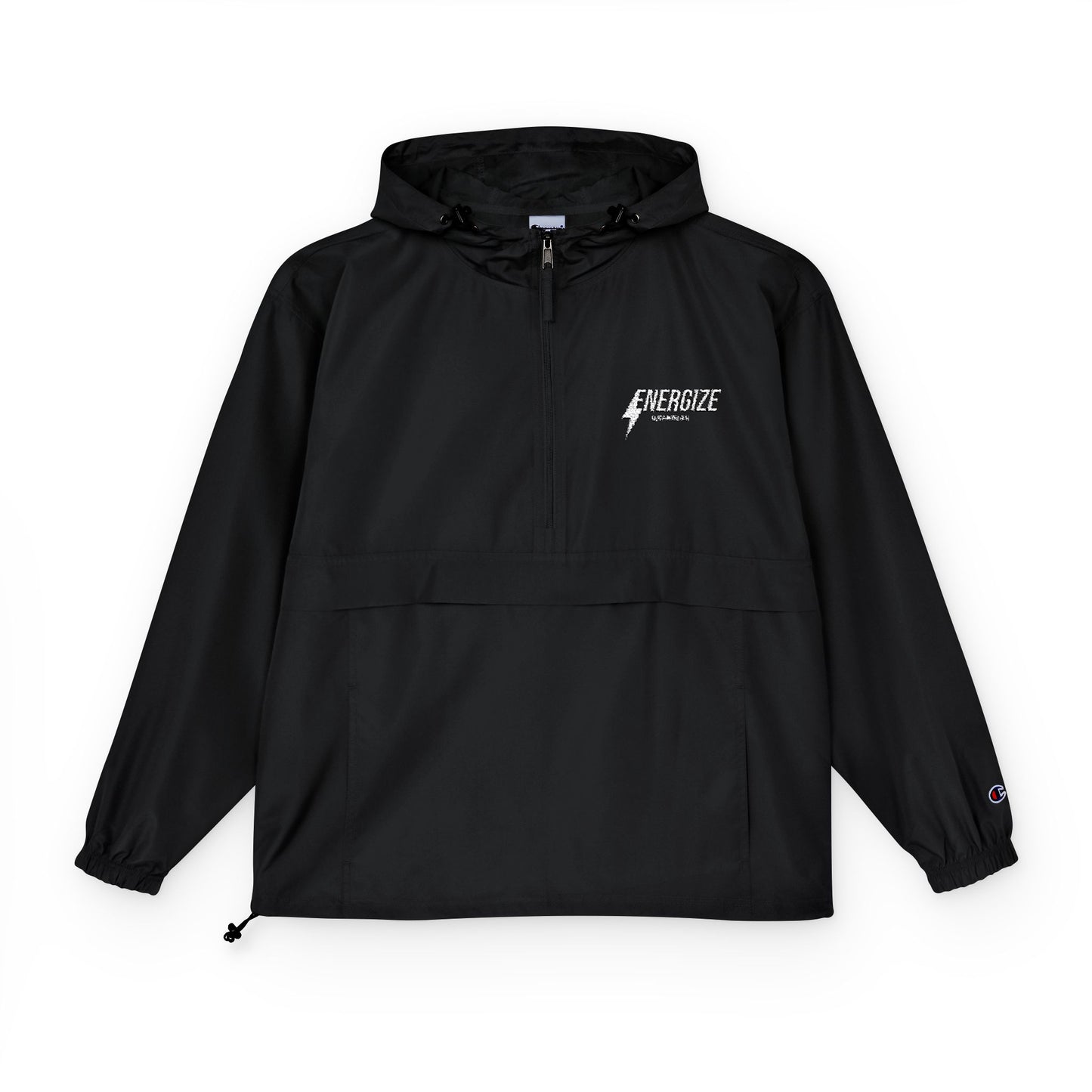 Packable Anorak Jacket — Black Windbreaker with Subtle Chest Logo